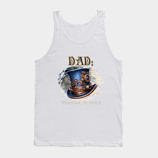 Dad: Steampunk At Heart Top Hat - Golden Version Tank Top